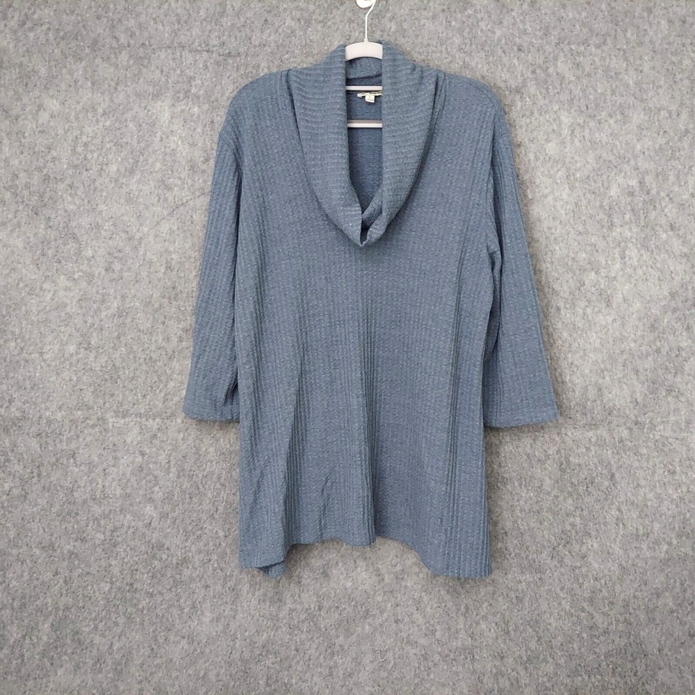 Seven Forty Two Sweater L Waffle Knit Lagenlook Thermal‎ Cowl Neck Preppy